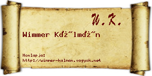 Wimmer Kálmán névjegykártya