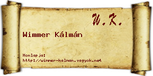 Wimmer Kálmán névjegykártya